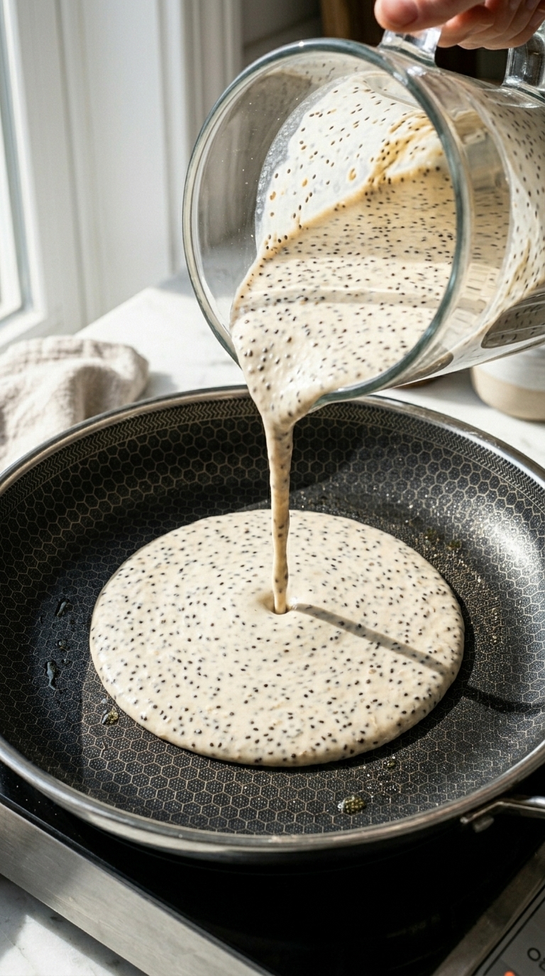 Pouring batter into pan