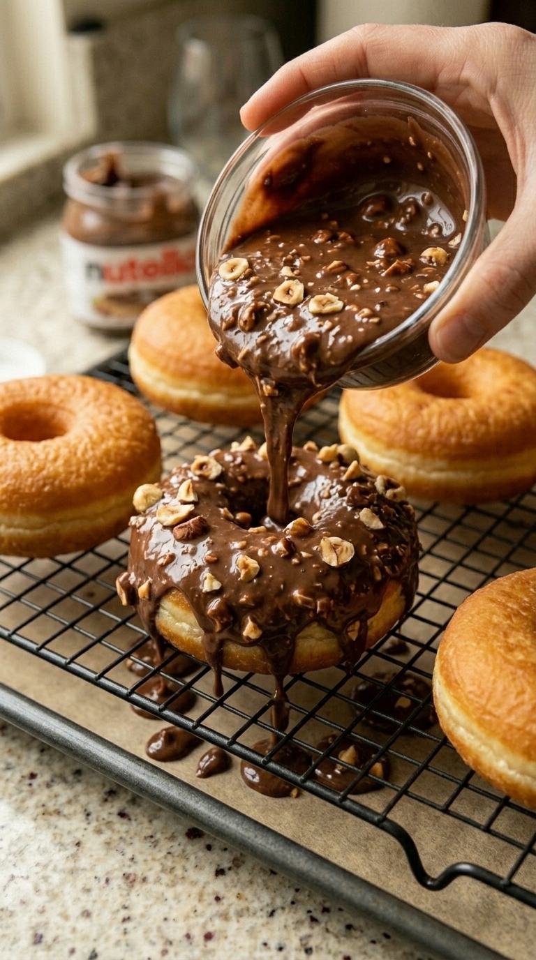 Chocolate-dipped Ferrero Rocher donuts