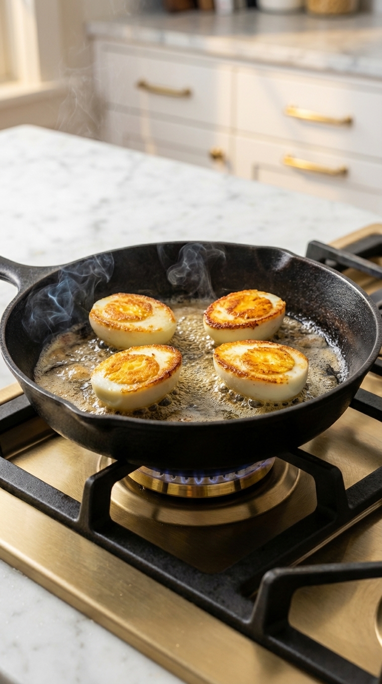 Eggs frying in tallow