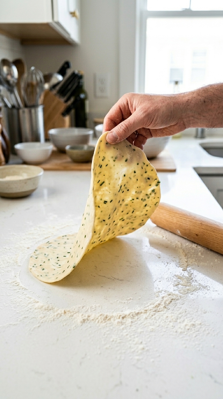 Lifting raw flatbread