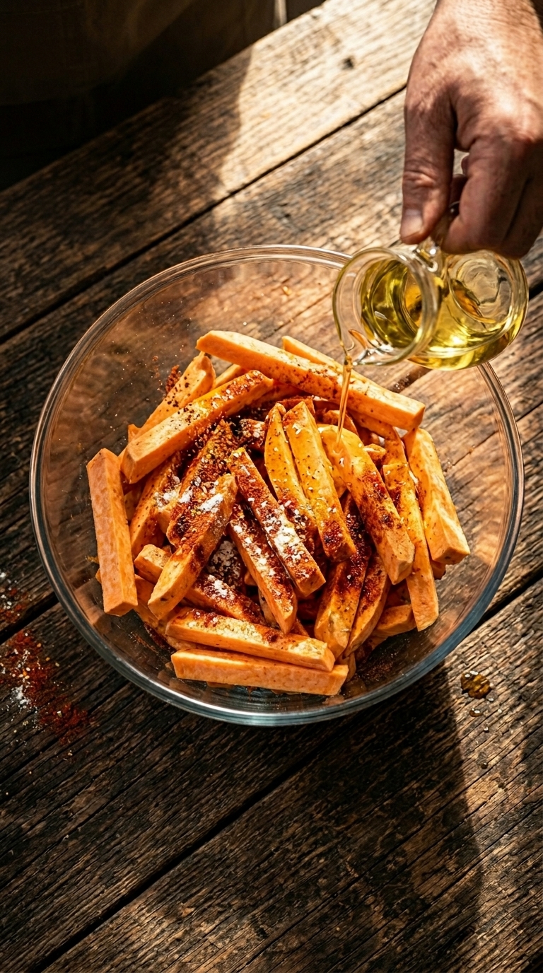 Seasoning sweet potato fries