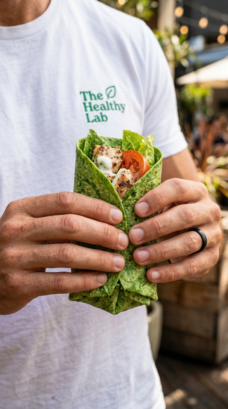 man holding spinach wrap 202605071032
