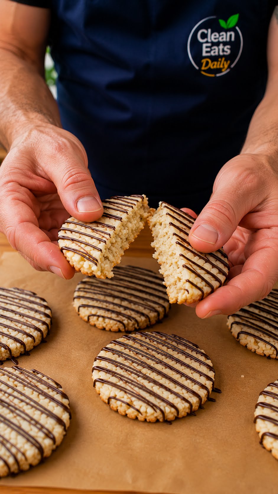 Finished banana coconut cookies with chocolate drizzle