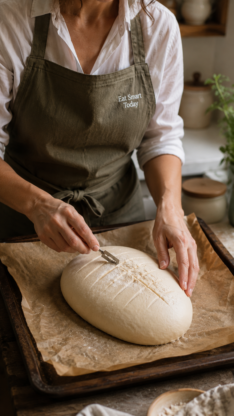 Scoring gluten free dough with a lame