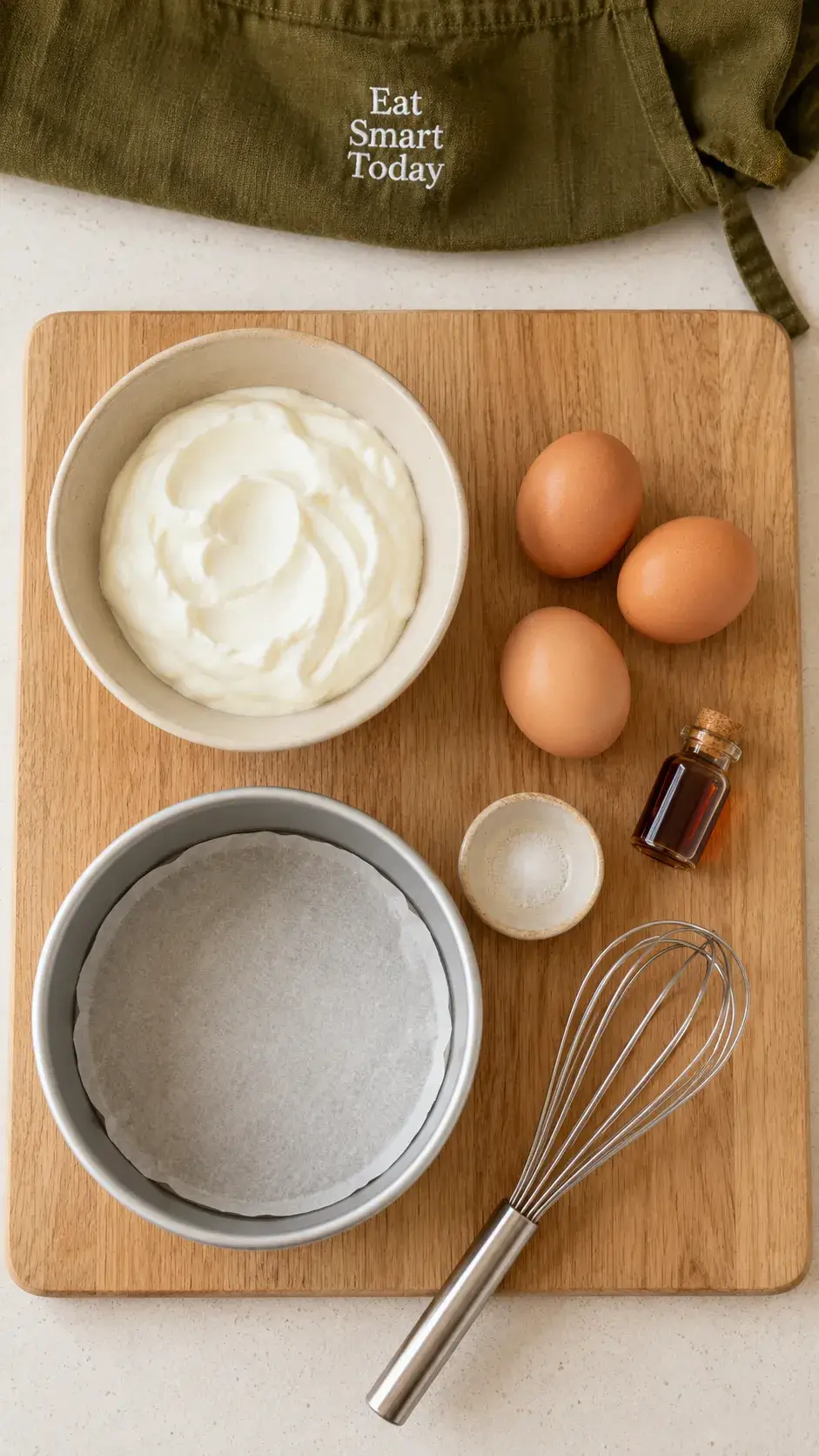 Greek yogurt cheesecake ingredients layout