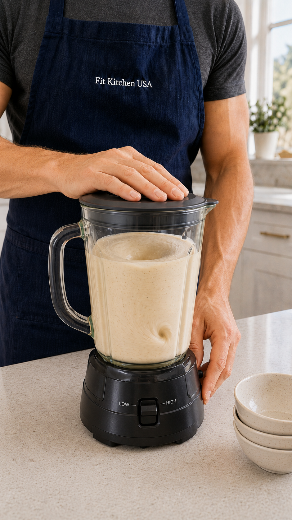 Blending cheesecake batter until smooth