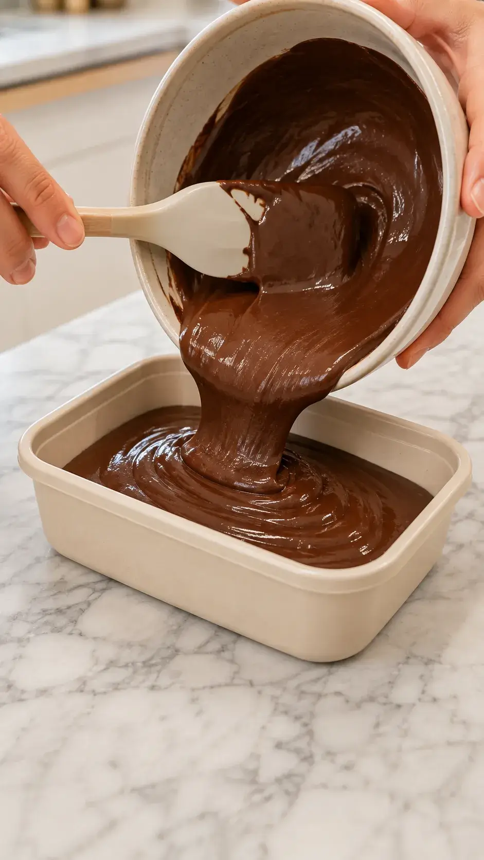 Pouring chocolate mixture into container
