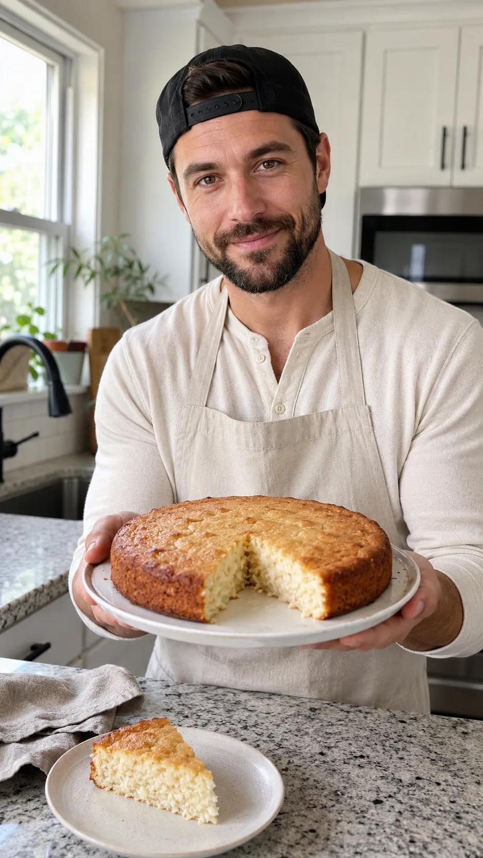3-Ingredient Flourless Coconut Cake on a plate