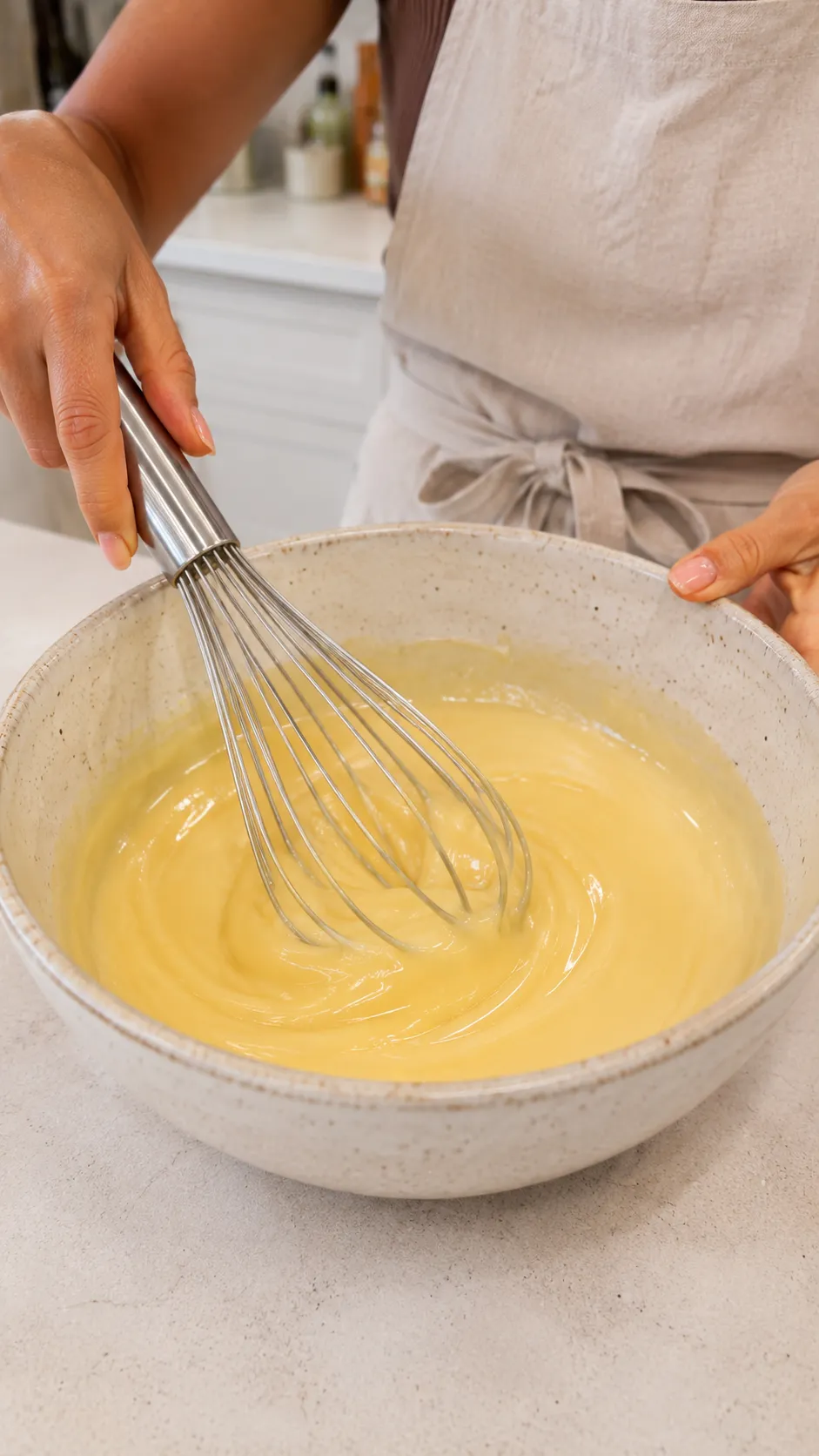 Combining wet and dry chocolate cake batter