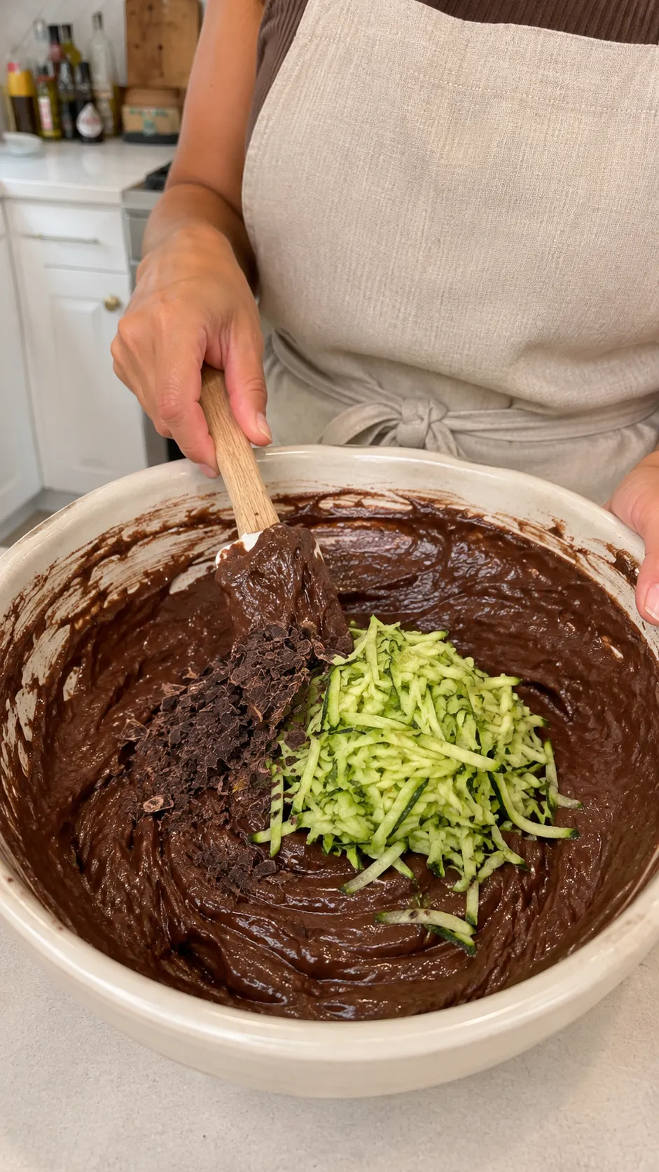 Whisking dry chocolate cake ingredients