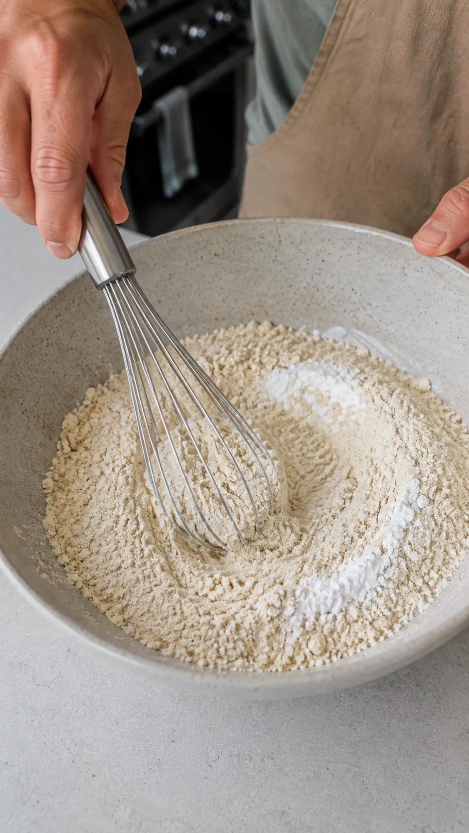 Pouring batter into pan and topping with oats and almonds